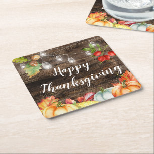 Thanksgiving Square Paper Coaster