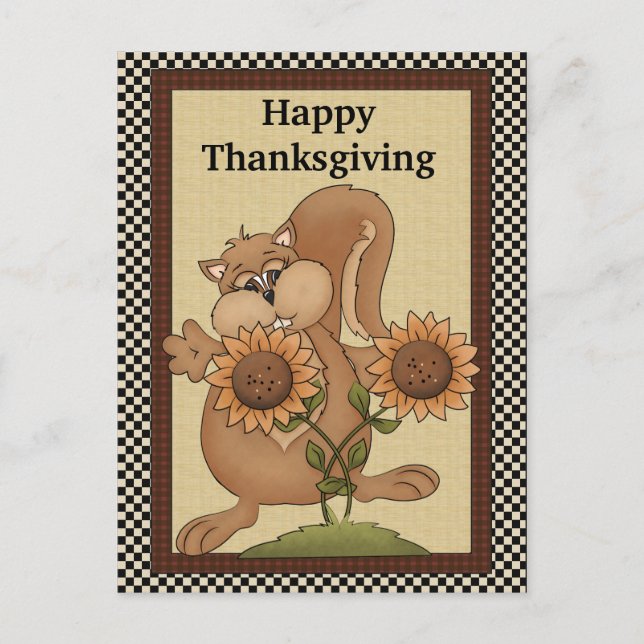 Thanksgiving Squirrel Postcard (Front)