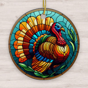 Thanksgiving Stained Glass Turkey Ceramic Tree Decoration