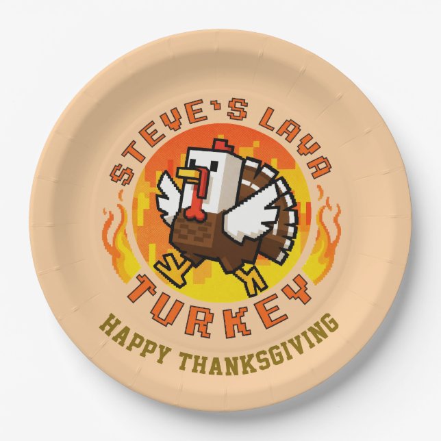 Thanksgiving Steve's Lava Turkey Plate (Front)