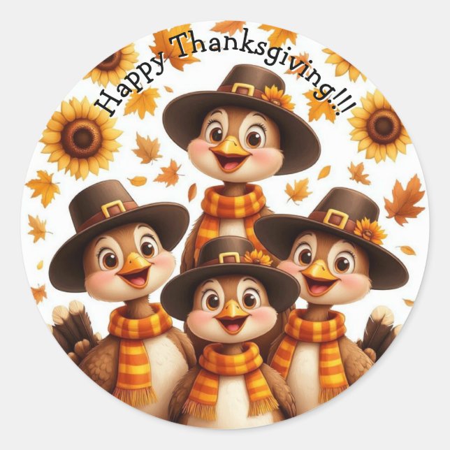 Thanksgiving stickers with turkeys (Front)