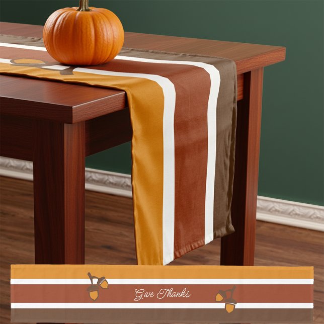 Thanksgiving Stripes and Acorns Medium Table Runner (Creator Uploaded)