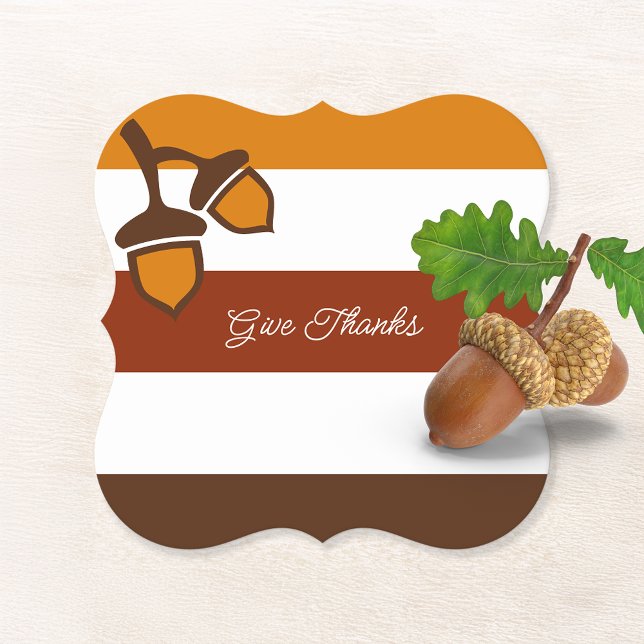 Thanksgiving Stripes and Acorns Paper Coaster (Creator Uploaded)
