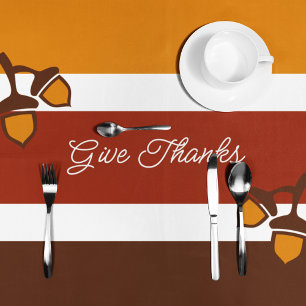 Thanksgiving Stripes and Acorns Tablecloth