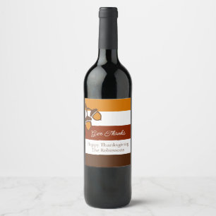 Thanksgiving Stripes and Acorns Wine Label
