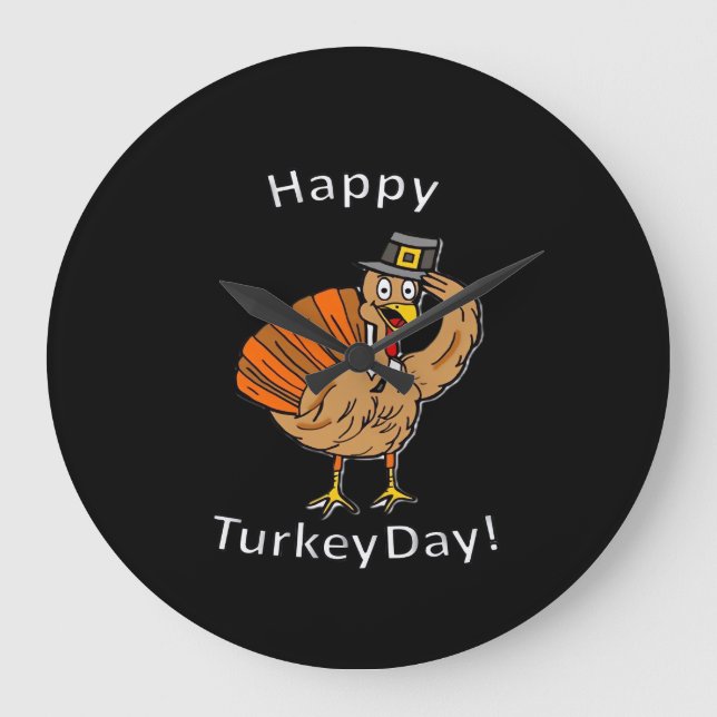 Thanksgiving (Style 2) Oversized T-Shirt Large Clock (Front)