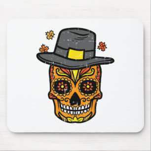 Thanksgiving Sugar Skull Pilgrim Fall Mexican Men Mouse Mat