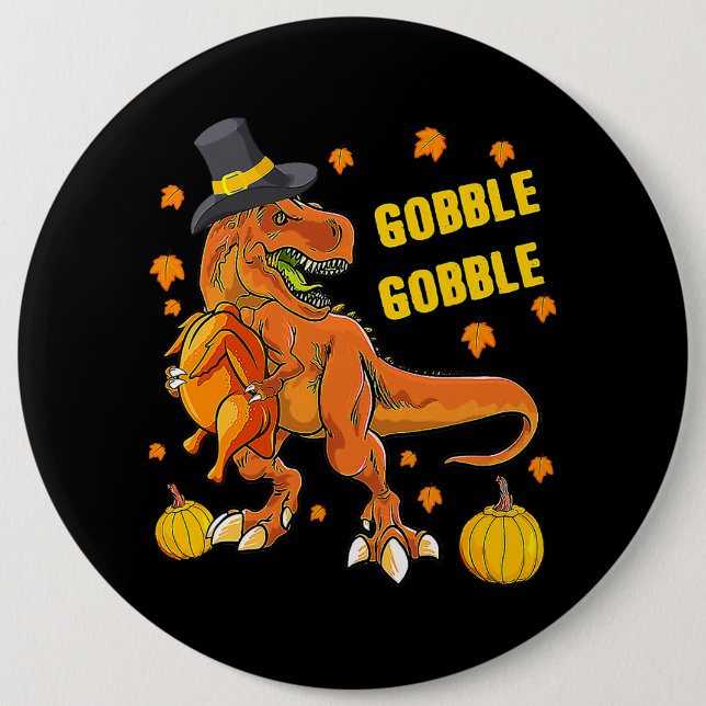Thanksgiving T Rex Dinosaur Turkey Costume Kids Gi 6 Cm Round Badge (Front)
