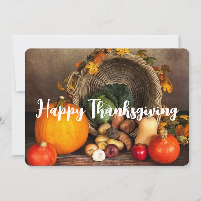 Thanksgiving Table Bountiful Harvest Holiday Card (Front)