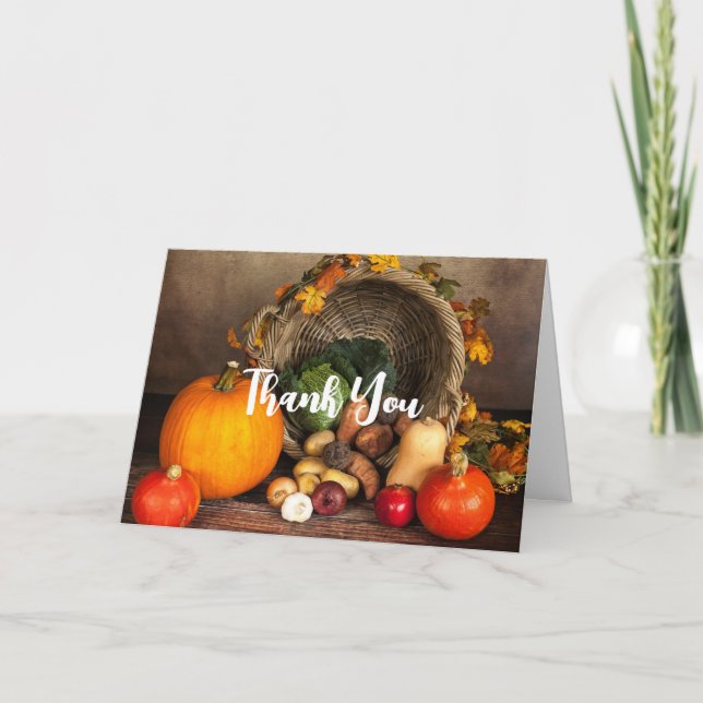 Thanksgiving Table Bountiful Harvest Thank You Card (Front)