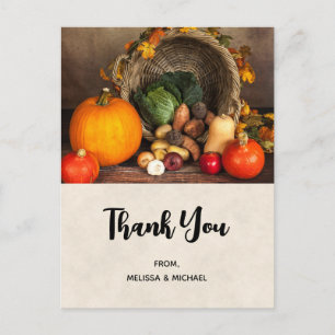 Thanksgiving Table Bountiful Harvest Thank You Postcard