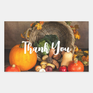Thanksgiving Table Bountiful Harvest Thank You Rectangular Sticker