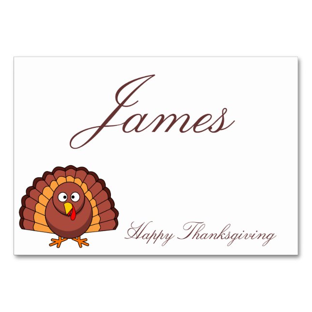 Thanksgiving Table Cards With Turkey (Front)