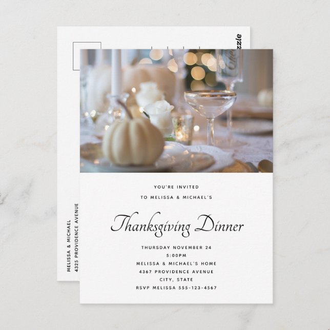 Thanksgiving Table Elegant Place Setting Photo Postcard (Front/Back)