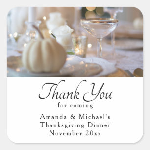Thanksgiving Table Elegant Place Setting Photo Square Sticker
