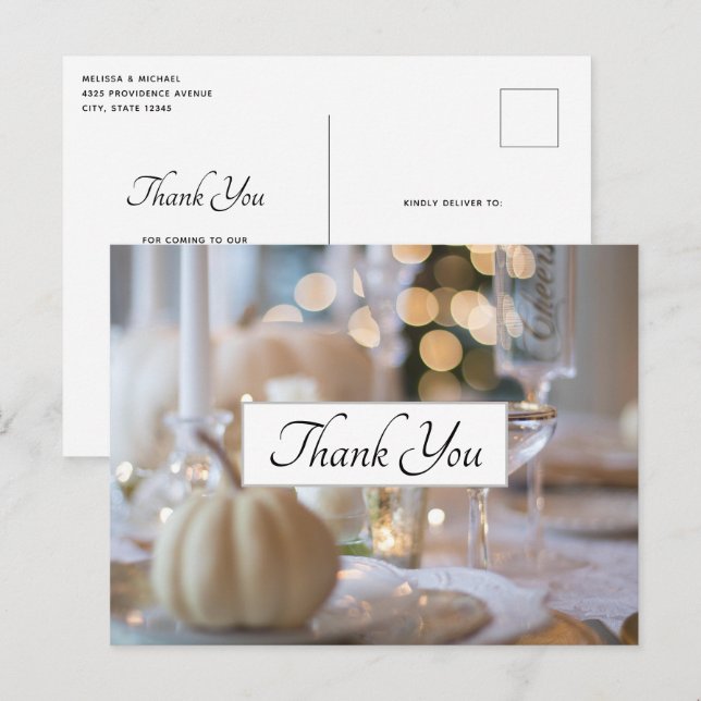Thanksgiving Table Elegant Place Setting Thank You Postcard (Front/Back)