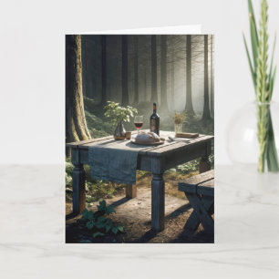 Thanksgiving Table In A Forest Card