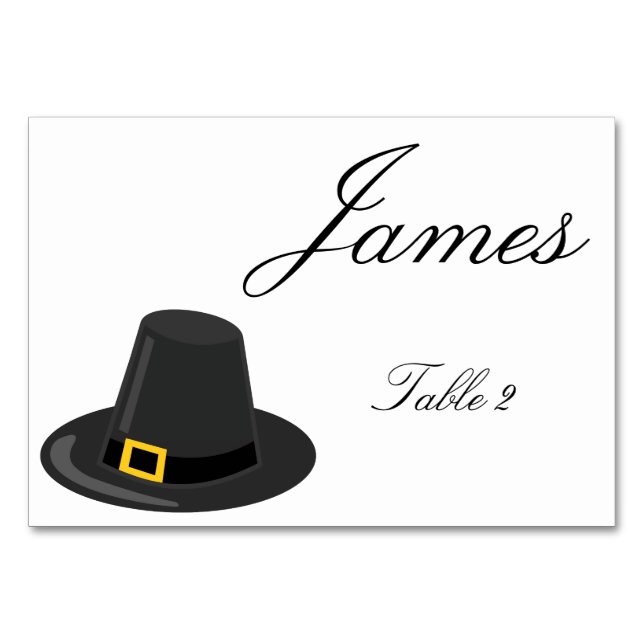 Thanksgiving Table Place Cards With Pilgrim Hat (Front)