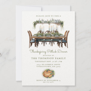 Thanksgiving Table   Potluck Dinner Invitation