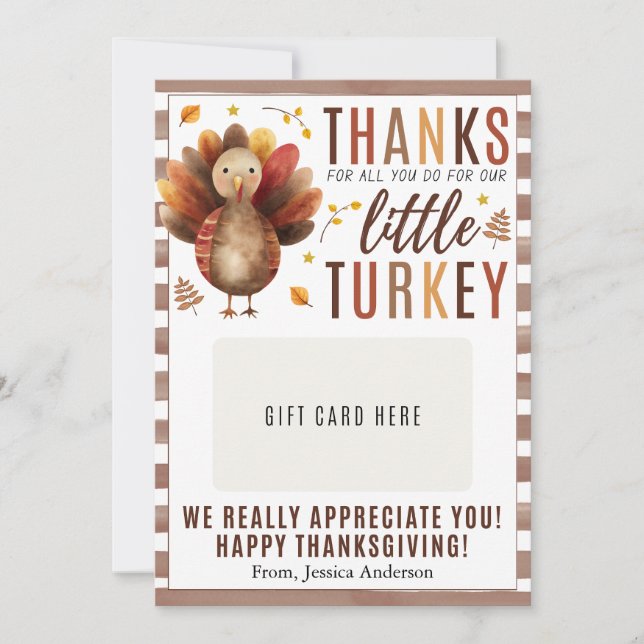 Thanksgiving Teacher Appreciation Gift Card Holder (Front)