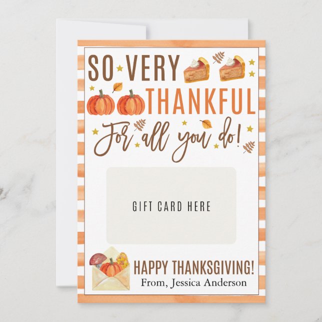 Thanksgiving Teacher Appreciation Gift Card Holder (Front)