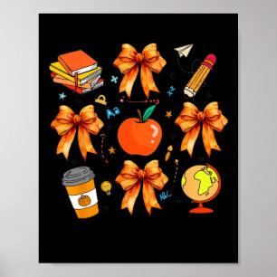 Thanksgiving Teacher Coquette Teacher Bow Autumn F Poster