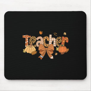Thanksgiving Teacher Leopard Fall Pumpkin Autumn T Mouse Mat