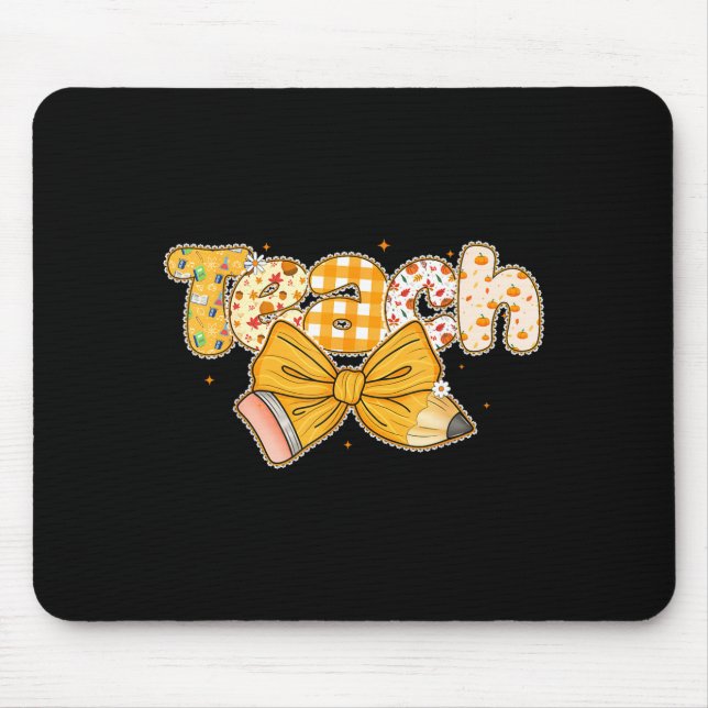 Thanksgiving Teacher Pencil Bow Fall One Thankful  Mouse Mat (Front)