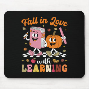 Thanksgiving Teacher Shirt Retro Fall In Love With Mouse Mat