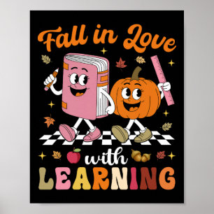 Thanksgiving Teacher Shirt Retro Fall In Love With Poster