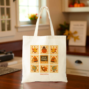 Thanksgiving Teacher Stamp Collage Autumn Tote Bag