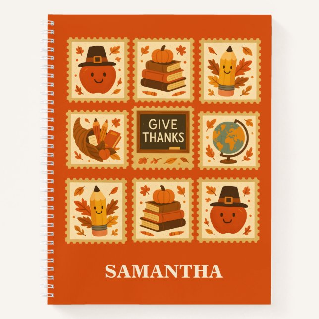 Thanksgiving Teacher Stamp Collage | Fall Notebook (Front)
