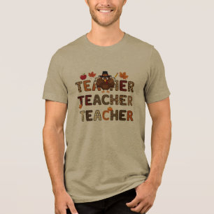 Thanksgiving Teacher  Tri-Blend Shirt
