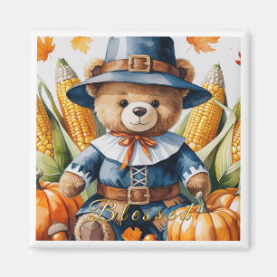 Thanksgiving Teddy Bear Magnet
