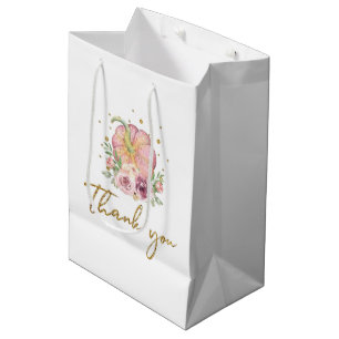Thanksgiving Thank you Pink Pumpkin Medium Gift Bag