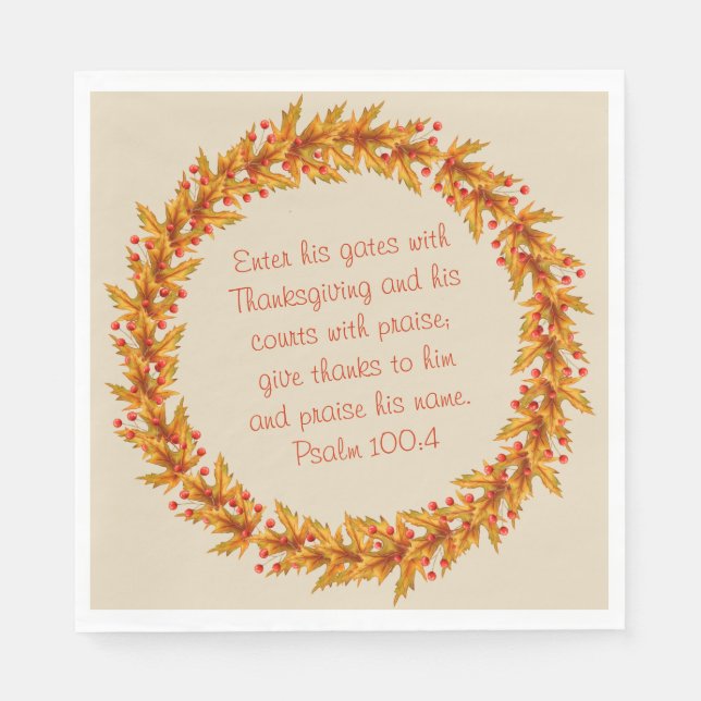 Thanksgiving Thankful Bible Verse Napkins 6.5" (Front)
