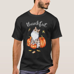 Thanksgiving Thankful Cat Pumpkin Fall T-Shirt