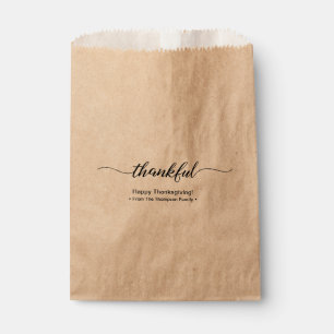 Thanksgiving   Thankful Elegant Script Favour Bags