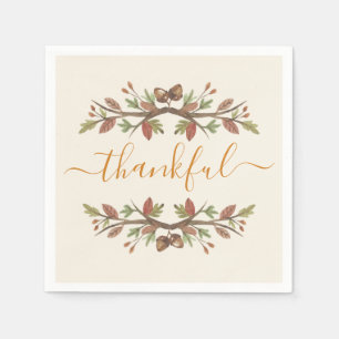 THANKSGIVING THANKFUL FALL FOLIAGE PAPER NAPKINS