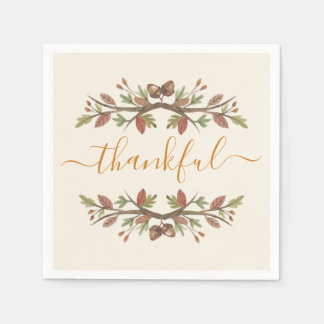 THANKSGIVING THANKFUL FALL FOLIAGE PAPER NAPKINS