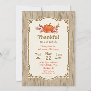 Thanksgiving Thankful Fall Pumpkin Invitation