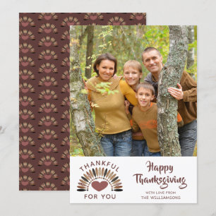 Thanksgiving THANKFUL FOR YOU Heart Photo Holiday Card