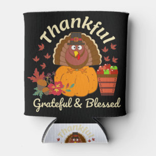 Thanksgiving Thankful Grateful & Blessed Can Cooler