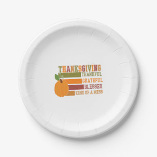 Thanksgiving Thankful Grateful Blessed Paper Plate