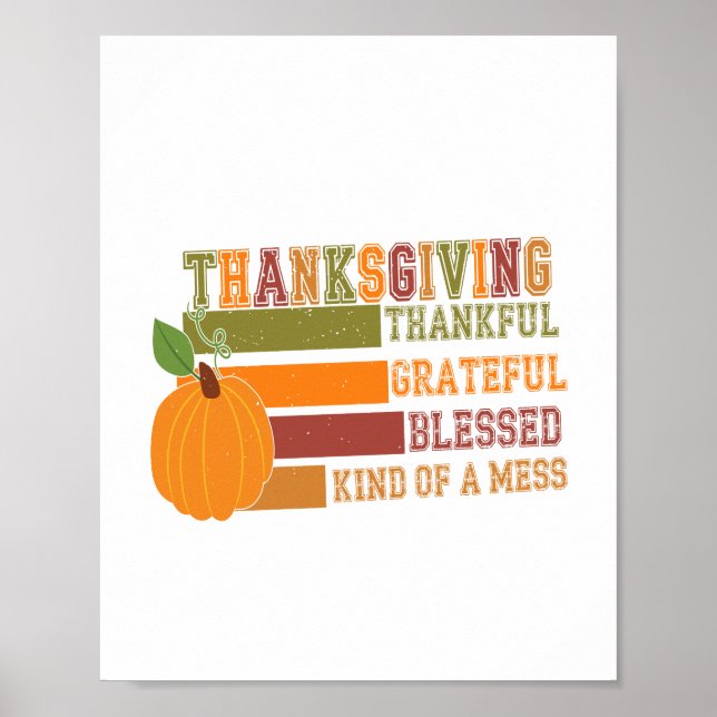 Thanksgiving Thankful Grateful Blessed Poster (Front)