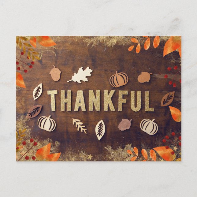 Thanksgiving Thankful Holiday Postcard (Front)