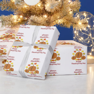 Thanksgiving Thankful Pumpkin Autumn Wrapping Paper