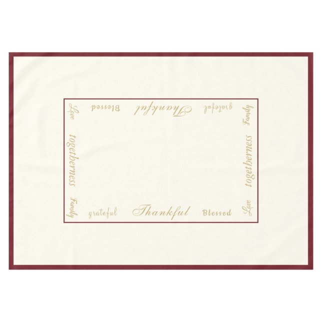 Thanksgiving Thankful Tablecloth (Front (Horizontal))