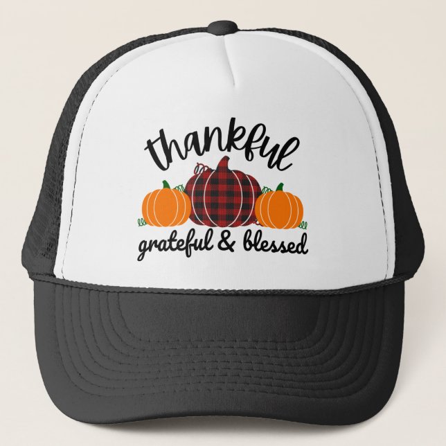 Thanksgiving Thankful Trucker Hat (Front)