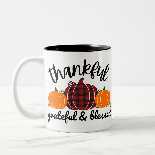 Thanksgiving Thankful Two-Tone Coffee Mug (Left)